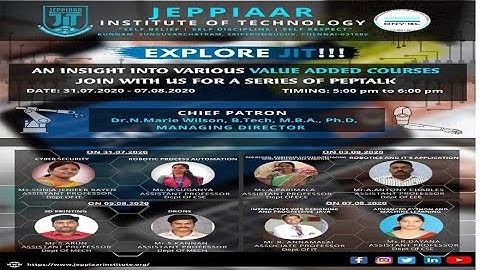 EXPLORE JIT !!! AN INSIGHT INTO VARIOUS VALUE ADDED COURSES JOIN WITH US FOR A SERIES OF PEPTALK