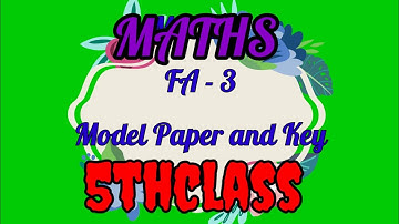 FA3 Model Paper and key#Maths#5th class
