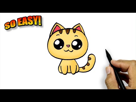How To Draw A Cartoon Cat | Cute Cat Drawing - YouTube