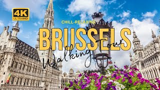 BRUSSELS WALK ALONG with street noises | Calm and peaceful walk-along | MONT DES ARTS | GRANDE PLACE