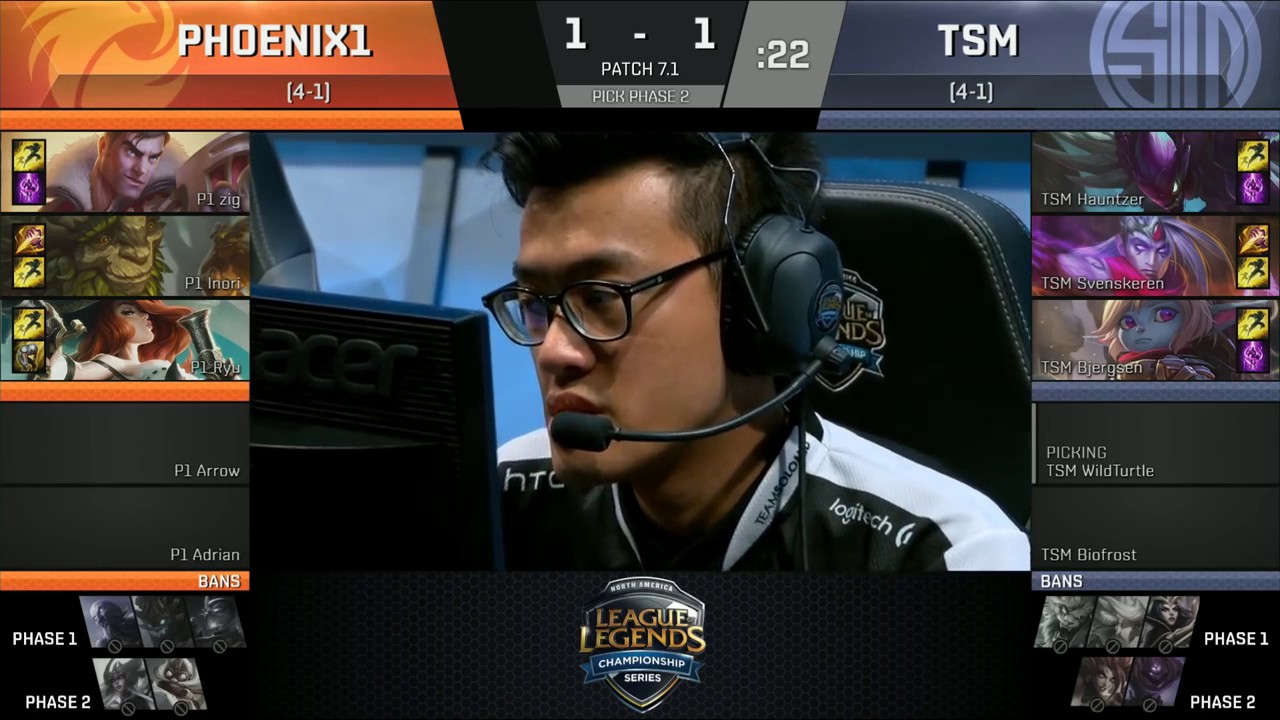 P1 vs TSM, Game 3   NA LCS 2017 Spring   Phoenix1 vs Team SoloMid G3