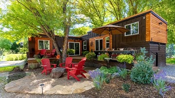 Couple Living Their Dream in 2 TINY HOUSES Connected with Big Porch