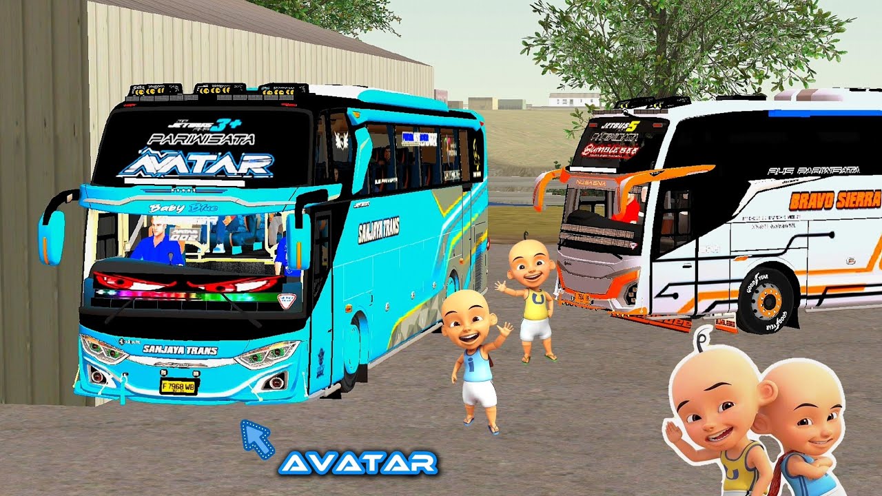 Upin dan ipin Cobain Bus Avatar Telolet Basuri Keren Mobil Truk Oleng Pesawat Kereta Api ELTIVISION