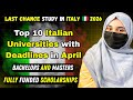 Top 10 Italian Universities with Deadlines | Study in Italy 2026 | Italy Fully Funded Scholarships