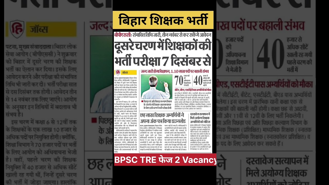 BPSC Teacher Phase 2 Vacancy 