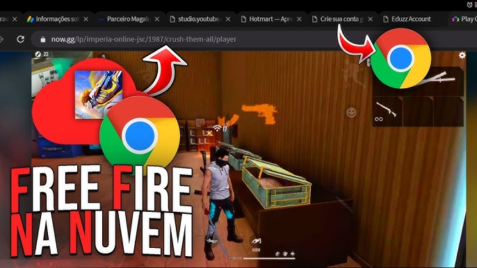 Incrivel! Jogando Free Fire no navegador com mapeamento e junto com mobiles  