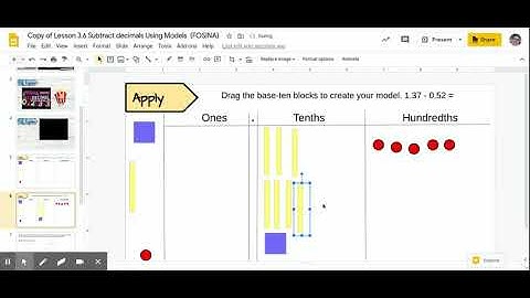 Copy of Lesson 3.6 Subtract decimals Using Models (FOSINA) - Google Slides