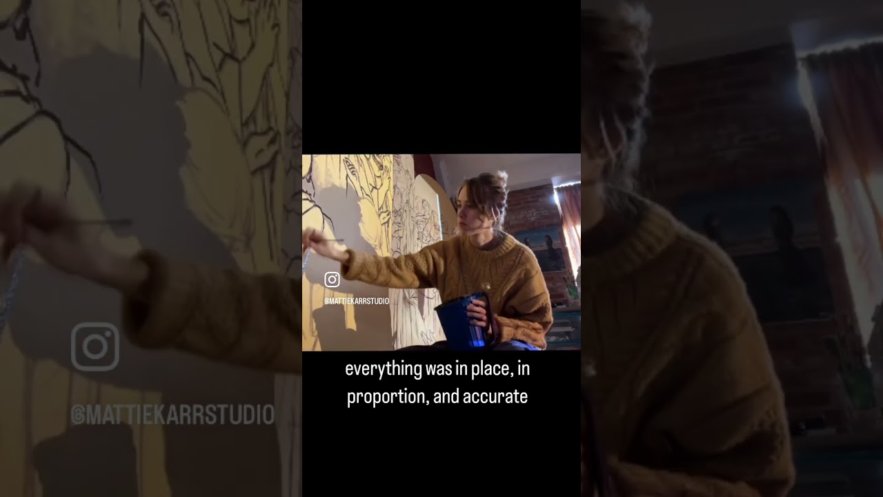 Using a projector for 15 foot tall triptychs! #sacredart #catholic #catholicartist