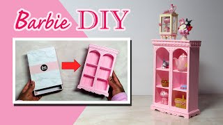 DIY How to Make Barbie Furniture from Doll Packaging | Dollhouse Bookcase Shelf 1:6 Scale Crafts