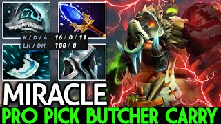 MIRACLE [Pudge] When Pro Pick Butcher Carry 16 Kills 0 Death Dota 2