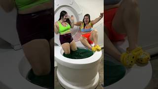 My Twin Sister Pranked Me And Scared Me In The Giant Toilet Pool And I Fell In #Shorts