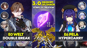 E0 Welt Double Break & E6 Pela Hypercarry | Memory of Chaos 12 | Honkai Star Rail 3.0