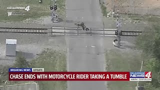 Video: Motorcyclist arrested after wild chase, crash in Oklahoma City