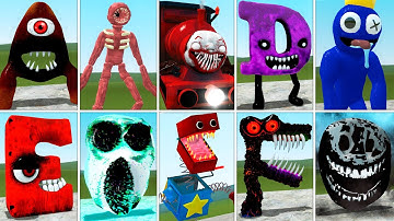 ALL ALPHABET LORE VS BOXY BOO VS CHOO CHOO CHARLES VS ROBLOX RAINBOW FRIENDS VS DOORS in GARRY