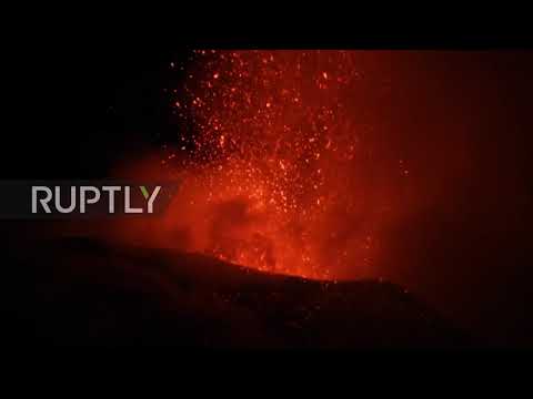 Italy: Mount Etna's eruption continues with fiery lava spewing