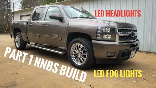 Part 1 NNBS Chevy Silverado DNA Headlights | Fahren LED 60,000 Lumen Bulbs | LED Fogs | Black BowTie