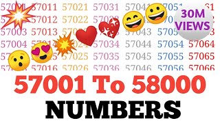 57001 to 58000 numbers learn by music on youtube l colourful numbers l 30M views in numbers😯😍
