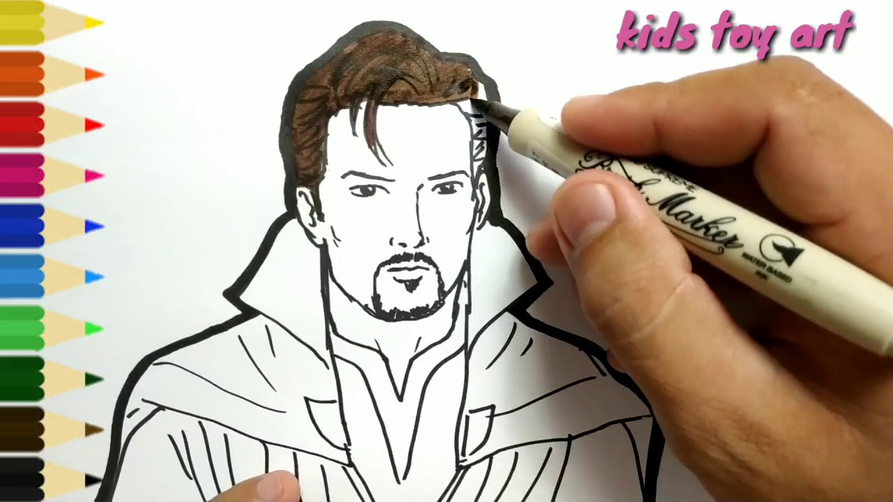 Download very easy , how to draw Doctor Strange avengers / drawing and coloring for kids, toddlers - YouTube