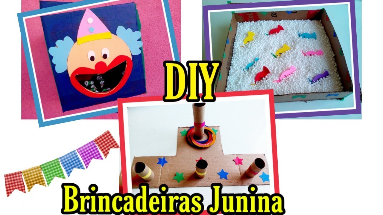 DIY - 3 Brincadeiras divertidas para festa junina usando papelão - YouTube