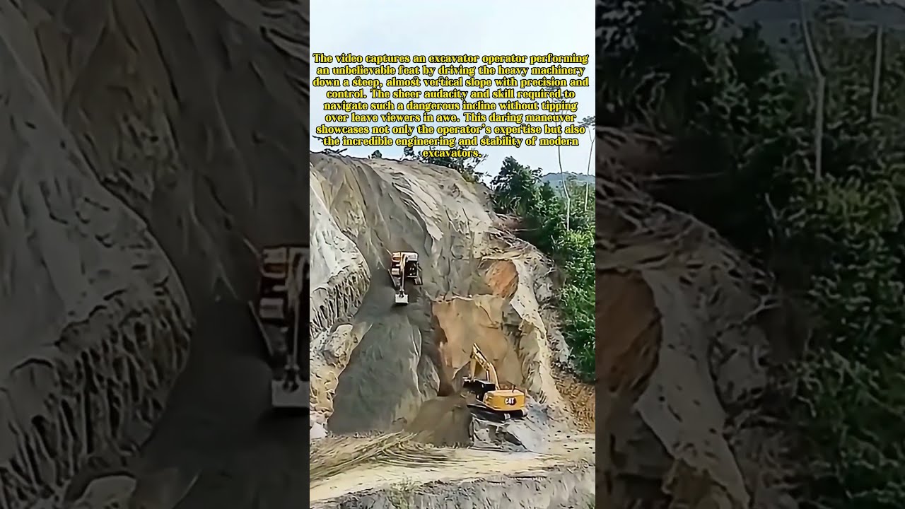 Insane Excavator Skills Driving Down A Near Vertical Slope Like Pro
