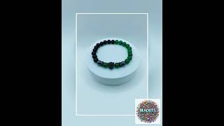 Handmade Black Panther Charm Bracelet: Onyx, Jade &amp; Hematite Gemstone Beads