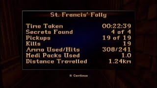 Tomb Raider 123 Remastered - Level 5 St Francis Folly Gameplay all 4 secrets.