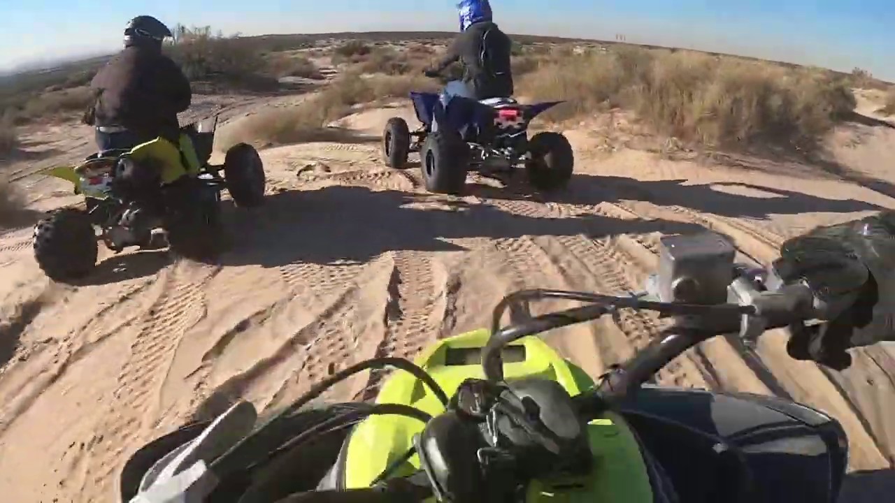 Desert Trail Riding on Raptor 700r and 2 YFZ 450s - YouTube
