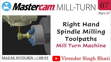 Mastercam Mill Turn Programming || Right Hand Spindle Milling Toolpath || Mill Turn programmer