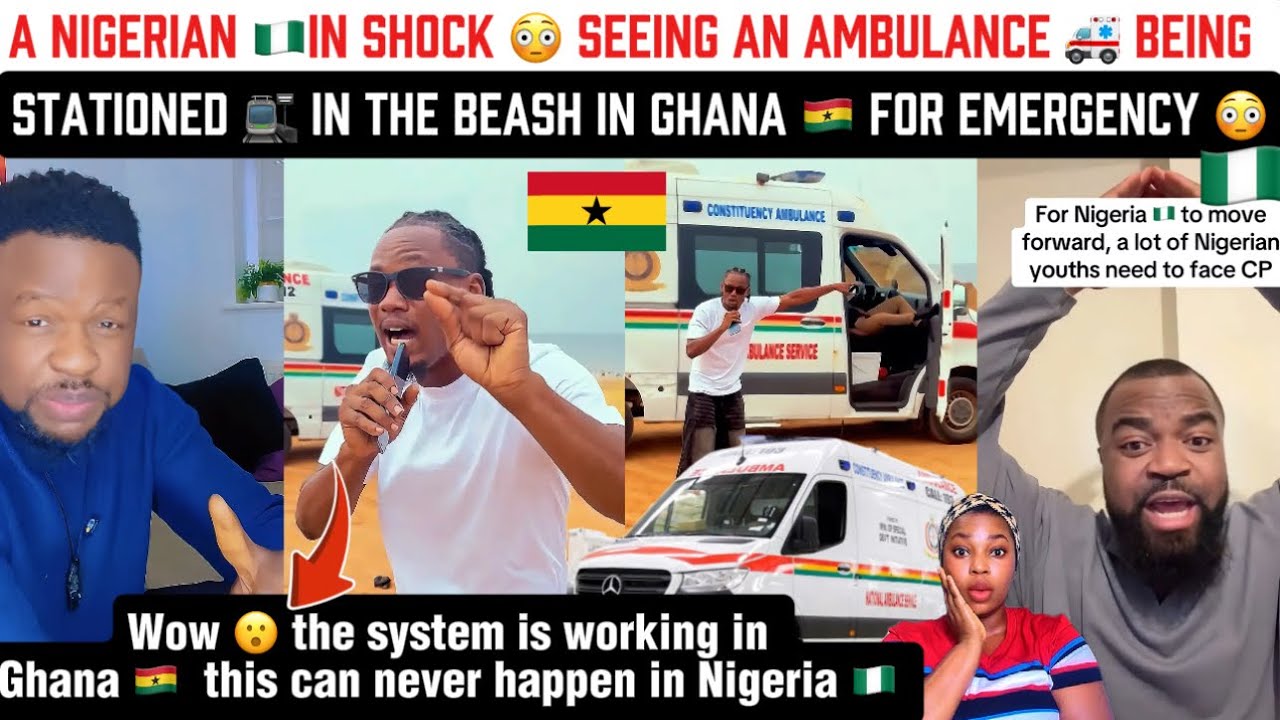 О боже 😱 Нигериец в шоке 😳 Видит машину скорой помощи, стоящую на пляже 🏖️ в Гане 🇬🇭🇳🇬
