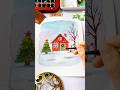 30-Second Watercolor: Winter House Painting Tutorial #watercolor #drawingtutorial #watercolorart