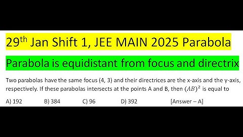 Two parabolas have the same focus (4, 3) and their directrices are the x-axis and the y-axis, respe