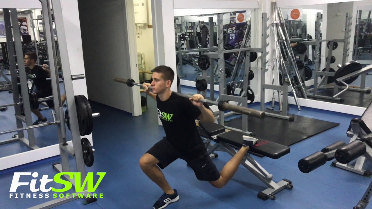 Barbell Single Leg Split Squat: Legs, Quad Exercise Demo How-to - YouTube