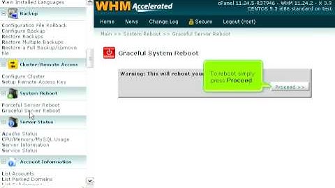How to reboot your server using WHM
