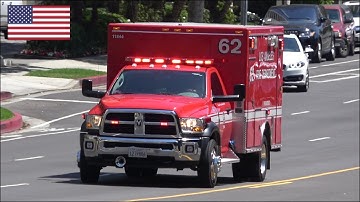 LAFD Rescue Ambulance 62 transporting with siren and lights