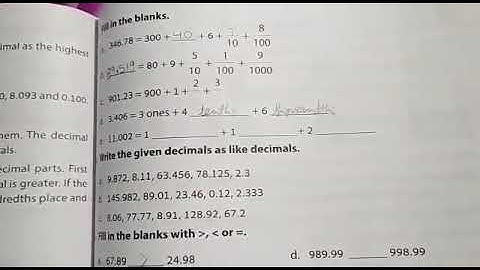 AKPS, Class 4, Sub Maths, Chapter 8, Decimal, Exercise 8 2