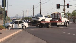 Pedestrian suffers serious injuries after 2-vehicle crash in Phoenix