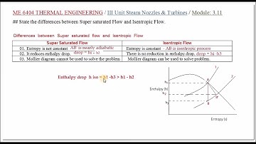 Differences between SuperSaturated flow and Isentropic flow - M3.11 - TE in Tamil