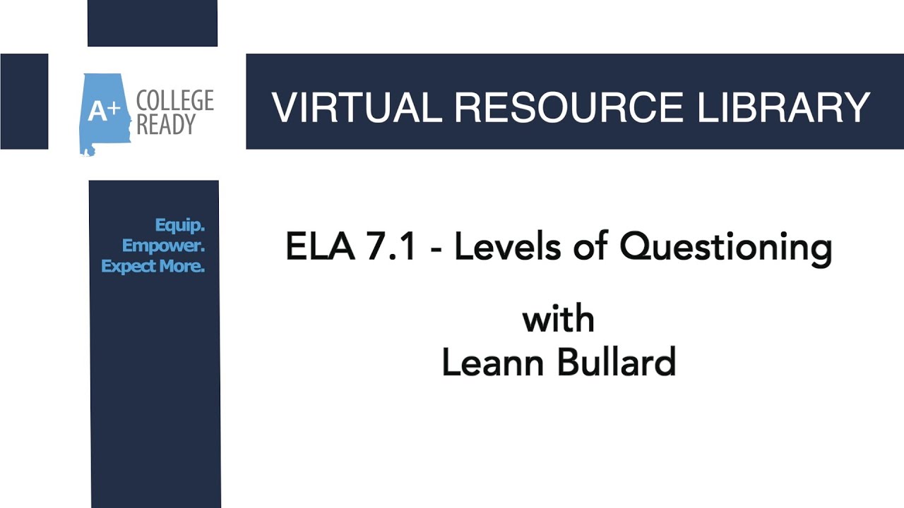 Ela 7 1 levels of questioning youtube