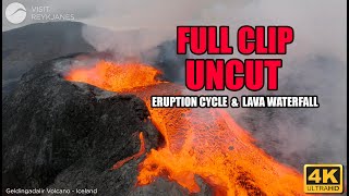 [FULL CLIP UNCUT] - ERUPTION CYCLE & LAVA WATERFALL | Geldingadalir Volcano Iceland | June 7th, 2021
