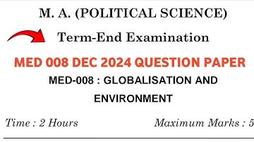 MED 008 December 2024 Question Paper || ignou med 008 question paper 2024-25