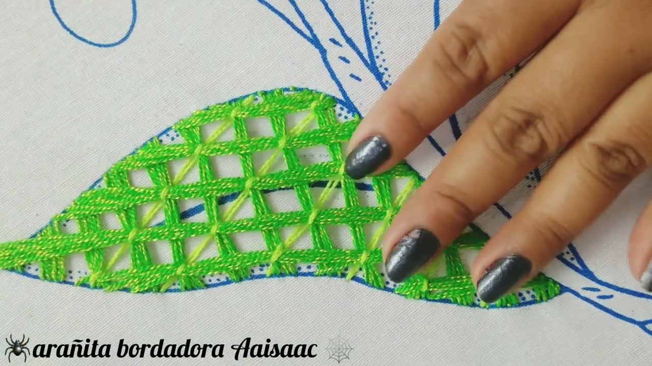 Puntada para Hoja Explicada Paso a Paso/ Puntada Fantasía / Bordado Para Hojas y Pétalos Grandes.