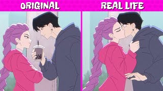 Rumi x Juni just Kissing | Kpop Demon Hunters | Original vs Real life