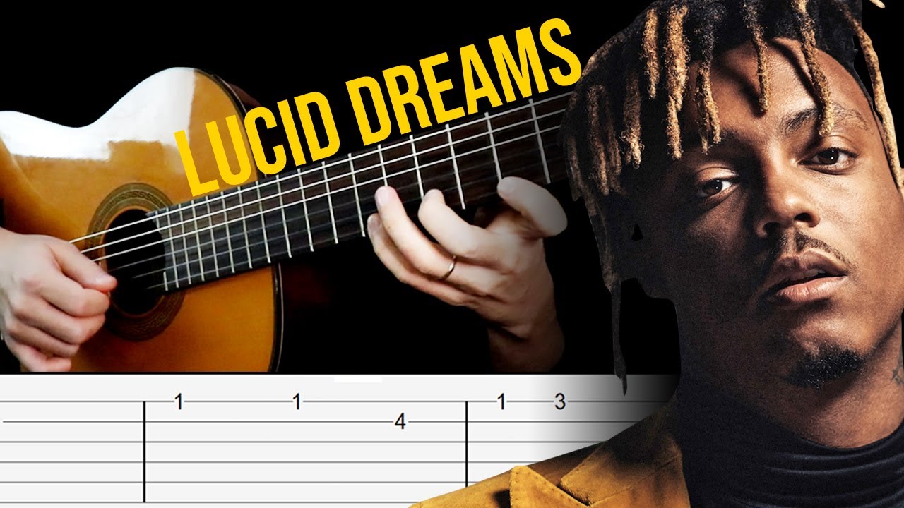 LUCID DREAMS Guitar Tabs Tutorial Cover Juice WRLD vocals and