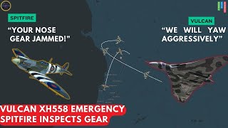(INTENS) Spitfire snelt op om Vulcan XH558 te inspecteren tijdens noodsituatie in de lucht! #atc