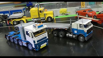 Lego Trucks with Power Functions and Sbrick Driving on Modeltruck Track