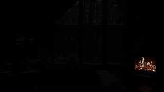 Soft Rain on the Glass with Fireplace Warmth in a Cozy Dark Bedroom for Sleep screenshot 5