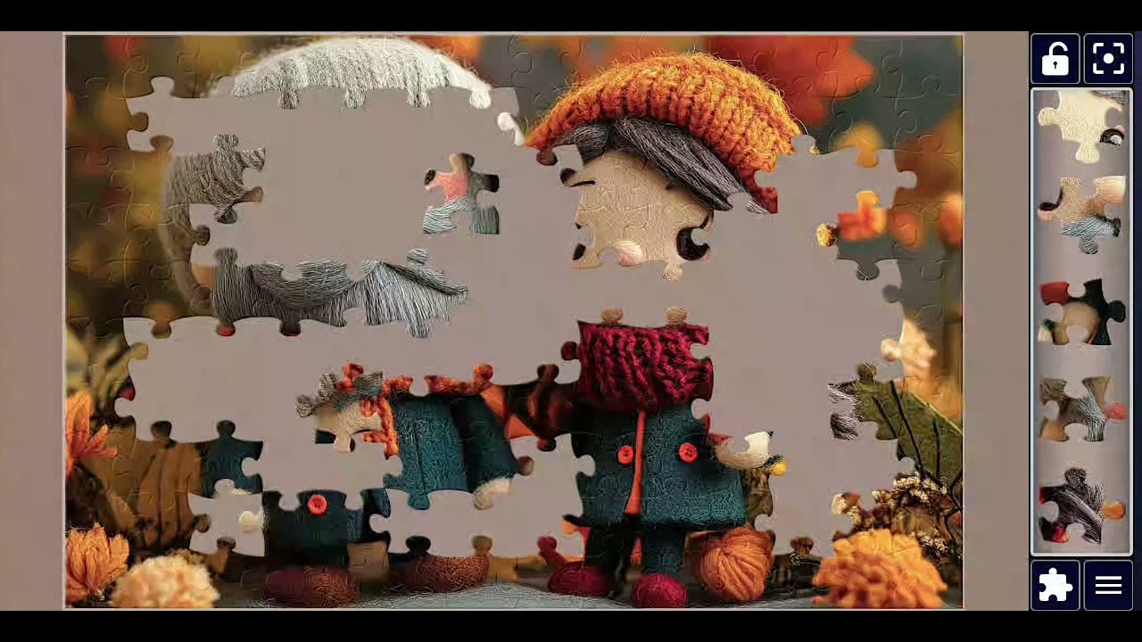 Handmade Wool Felt Dolls Jigsaw Puzzle 🧩🍁 Autumn Warm Couple Figures | Super Satisfying Relaxing