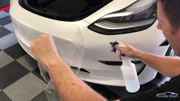 Paint Protection Installation on Tesla Model 3 partial fender coverage 