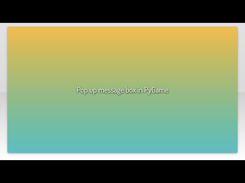 Pop up message box in PyGame