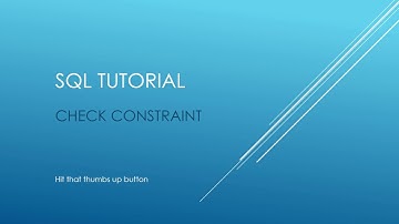 SQL Tutorial - CHECK Constraints